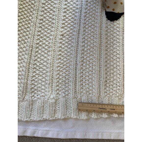 Hearth Hand with Magnolia Cream Bordered Throw Blanket 50x60 Chunky Cable Knit - Picture 7 of 9